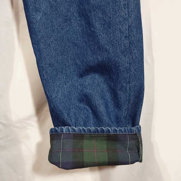 Cabelas Flannel Lined Plaid Jeans Denim Mens Pants Work Used Size 40 Inseam 30.5 - Picture 9 of 11